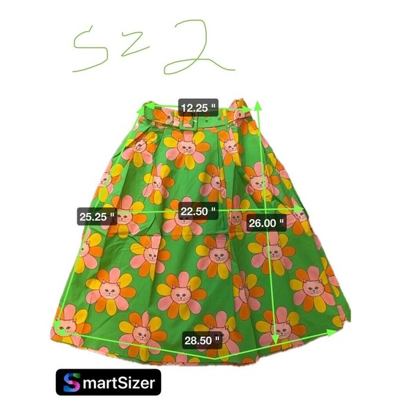 ModCloth Marisol Miro Properly A-line Skirt Flower Kitty Cat Size  12 NWOT - Picture 6 of 8